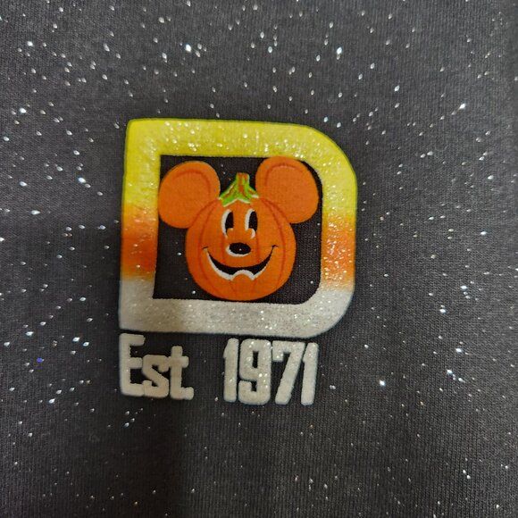 Walt DISNEY World HALLOWEEN Glitter Black Candy Corn Spirit Jersey Size XS - Picture 4 of 14